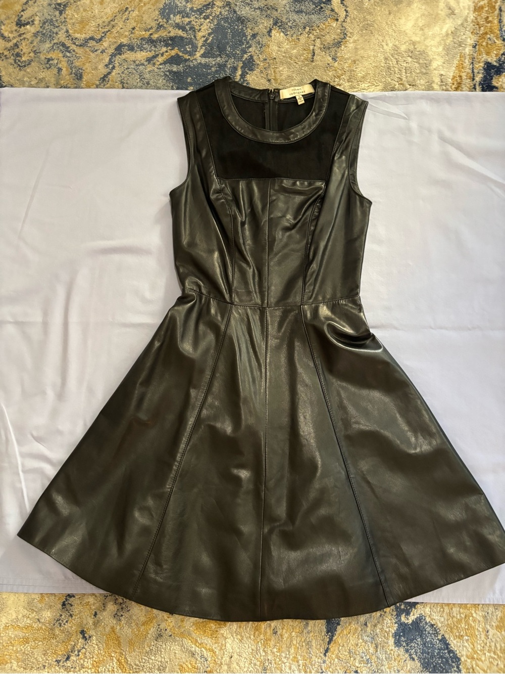 Robert Rodriguez Black Sleeveless Faux-Leather Mini Dress